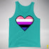 Genderfluid Pride 8-Bit Pixel Heart Premium Tank Top - Teal